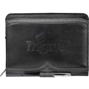 Wingtip - Pebble Grain Premier Leather Junior Zippered Padfolio With Built-in Calculator