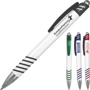 Orion - Spiral Grip Pen With Translucent Colored Clip And Matching Color Accent On Barrel