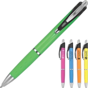 Caspian - Ballpoint Pen With Metal And Plastic Clip, Metal Clip And Shiny Chrome Trim