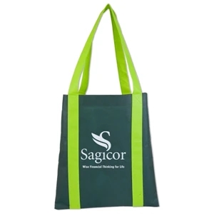 Reusable Tote Bag With Bold Color Base And Accent Color Handles. Closeout