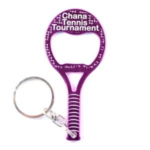 Anodized Aluminum Tennis Racket Shape Key Chain And Bottle Opener Combination