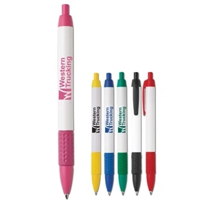 Monarch Gripper (tm) Usa Made - Wide Body, Plunger Action Retractable Pen With Diamond Rubber Comfort Grip
