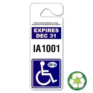 3 3/8" X 9" White, 70% Recycled .035" Polyethylene Giant Hang Tag Parking Permit