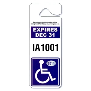 4" X 3 1/2" White .015" Polyethylene Jumbo Hang Tag Parking Permit; Spot Color