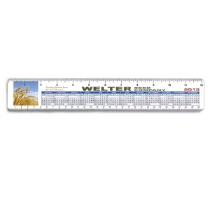 Two Sides - 12 1/4" X 2" Gloss White Plastic 12" Ruler In 4-color Process Print