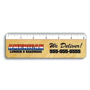 Two Sides - 6 3/8" X 2" Overlaminated White Tag Stock Mini Ruler In 4-color Process Print