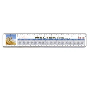 One Side - 12 1/4" X 2" Overlaminated White Tag Stock 12" Ruler In 4-color Process Print