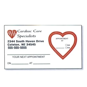 3 1/2" X 2" 4-color Process Printed Appointment Card With Removable Label