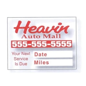 2" X 1 1/2" Individual, Clear Static Stick Service Decal With Screen Print