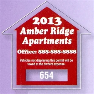 2 3/4" X 2 3/4" House, Clear Polyester Die-cut Parking Permit With Face Adhesive