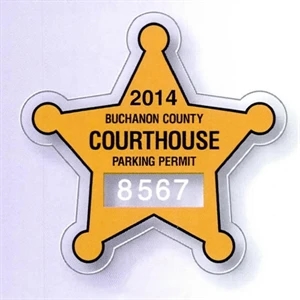 2 3/4" X 2 3/4" Sheriff's Star Clear Static Stick Die-cut Parking Permit