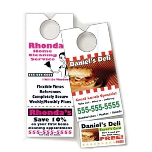 3 1/8" X 8 1/8" Tag Stock Door Knob Hanger With Spot Color Print; Removable Tag