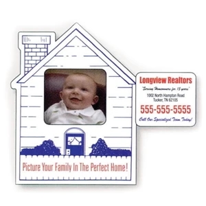 3 1/4" X 4" House Picture Frame Magnet; 1 3/16" X 1 3/8" Removable Center