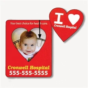 3" X 3 3/4" Rectangle Picture Frame Magnet; 2" X 2 3/4" Removable Heart Center