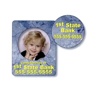 3" X 3 3/4" Rectangle Picture Frame Magnet; 2 1/4 Diameter Circular Center