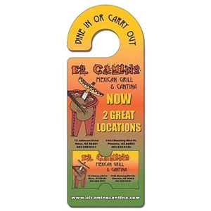 Plastic Door Hanger - 4x10.5 Uv-coated (1s) /rounded Handle And Business Card Insert