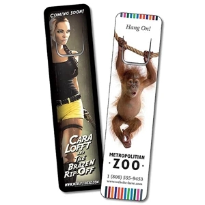 Plastic Bookmark - 1.25 X 5 Extra-thick Laminated With Page Holder - 24 Pt