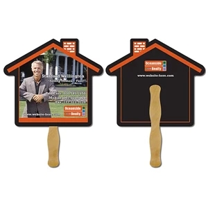 Real Estate Hand Fan - 9.625 X 8.5 House Shape. Keep Your Message Handy!