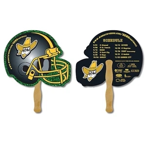 School Hand Fan - 10 X 8.5 Football Helmet Shaped. Keep Your Message Handy!