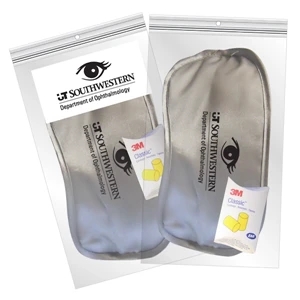 Silver - Satin Sleep Mask Combined With A Classic Pair Of Ear Plugs In A Resealable Bag