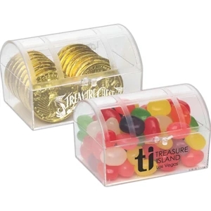White Mints In A Treasure Chest Shaped Container. Item Size: 3" X 1.875" X 2"