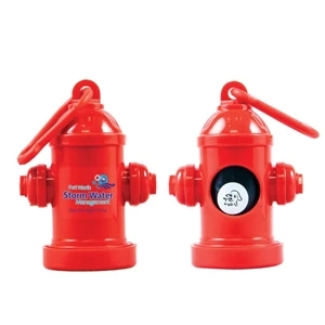 Pet Trash Bag Container, With Full Color Sticker, Fire Hydrant Shape, 20 Poly Bags