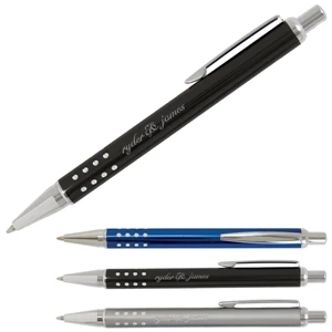 Soho - Retractable Metal Pen With Contemporary Silver Dimple Barrel Accents