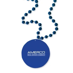 Royal Blue - Medallion Necklace, 33" With 7 1/2mm Beads With Matching 2 1/2" Medallion