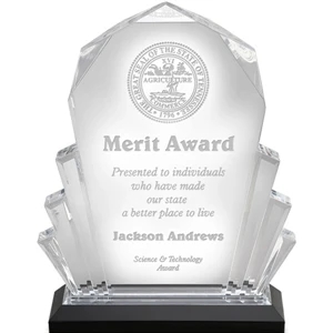 Impressa - Award With Faceted Acrylic Riser With A Black Acrylic Base