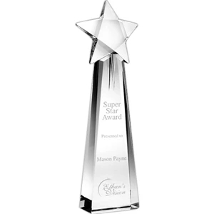 Award With Optical Crystal Star Perched Atop An Optical Crystal Tower