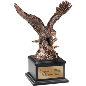 Patriot - Metallic Gold Eagle Shaped Resin Award With Black Wood Base