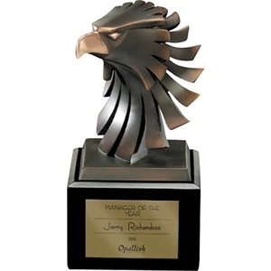 Freedom - Metallic Bronze Eagle Shaped Resin Award With Black Wood Base