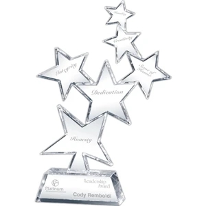 Constellation - Stacked Optical Crystal Stars With Crystal Base Award