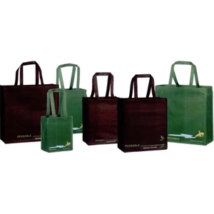 Non Woven Reusable Shopping Bag. 2 Color Pre-printed. 8" X 5" X 10" X 5". Blank