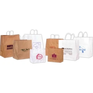 White Food Service Paper Shopping Bag. 14 1/2" X 9 1/2" X 16 1/4". Blank