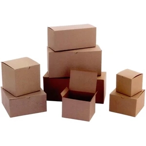 4" X 4" X 4" - Natural Kraft Shadow Stripe Stock 1 Piece Quick Lock Giftware Boxes