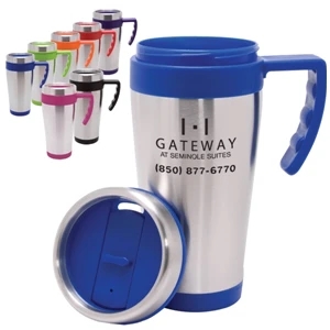 Blue Bullet - Mug With Stainless Steel Exterior And Plastic Interior, 16 Oz