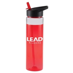 Next Tritan - Translucent Red - 22 Oz. Tritan Sports Bottle With Screw-on Lid With Flip-up Straw