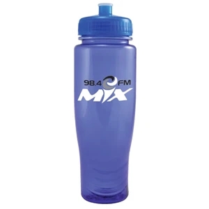 Poly Clean (tm) - Translucent Blue - 28 Oz Translucent Water Bottle And Matching Pull Top Lid. Made In The U.s.a