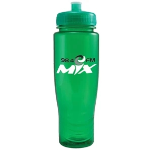 Poly Clean (tm) - Translucent Green - 28 Oz Translucent Water Bottle And Matching Pull Top Lid. Made In The U.s.a
