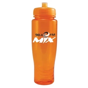 Poly Clean (tm) - Translucent Orange - 28 Oz Translucent Water Bottle And Matching Pull Top Lid. Made In The U.s.a
