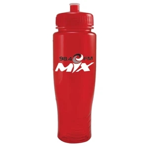 Poly Clean (tm) - Translucent Red - 28 Oz Translucent Water Bottle And Matching Pull Top Lid. Made In The U.s.a