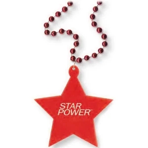 Medallion Necklace, 33" With 7 1/2mm Beads With Matching 3" Star Shaped Medallion