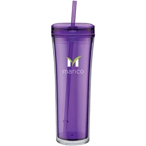 Boost - Purple - 20 Oz Acrylic Double Wall Tumbler With Threaded Lid Featuring A Clear Outer Wall