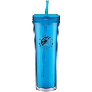 Boost - Aqua - 20 Oz Acrylic Double Wall Tumbler With Threaded Lid Featuring A Clear Outer Wall