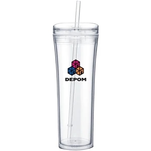 Boost - Clear - 20 Oz Acrylic Double Wall Tumbler With Threaded Lid Featuring A Clear Outer Wall