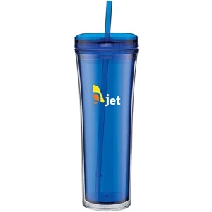 Boost - Blue - 20 Oz Acrylic Double Wall Tumbler With Threaded Lid Featuring A Clear Outer Wall