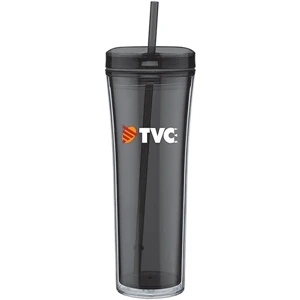 Boost - Graphite - 20 Oz Acrylic Double Wall Tumbler With Threaded Lid Featuring A Clear Outer Wall