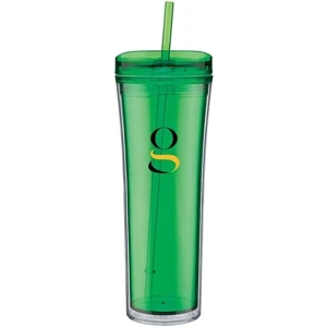 Boost - Apple - 20 Oz Acrylic Double Wall Tumbler With Threaded Lid Featuring A Clear Outer Wall