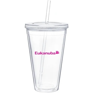 Spirit - Clear - 24 Oz Acrylic Double Wall Tumbler With Threaded Lid And Matching Straw